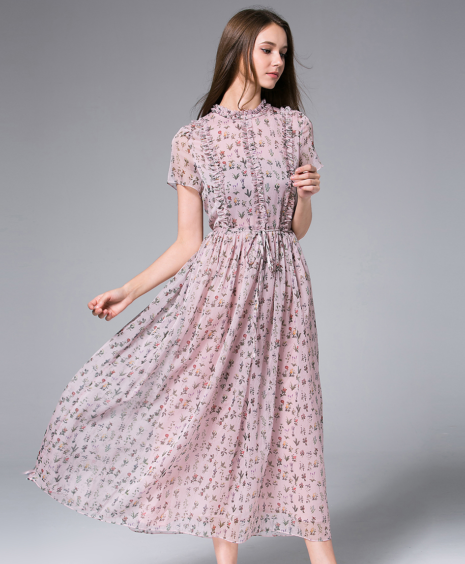 Dress - Little flowers Printed Chiffon Maxi Dress